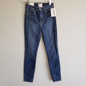 L'AGENCE | Margot High Rise Skinny Rhinestone Jeans Dark Vintage Wash 25 NWT